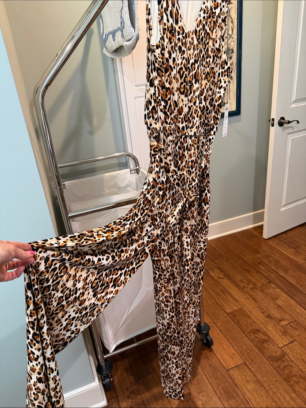 Leopard Print Wide-Leg Jumpsuit - Tan/Black